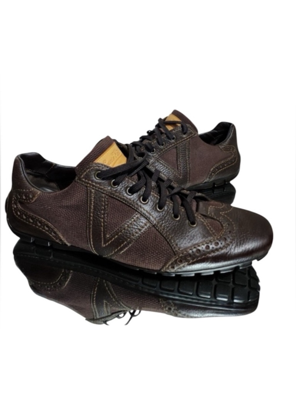 Louis Vuitton Men's Dark Brown Mixed-Material Sneakers size 10.5